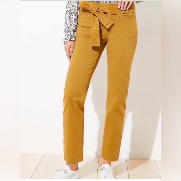 LOFT‎ Petite Pants Cropped Petite Pants High Waist Belted Pants - Picture 8 of 15